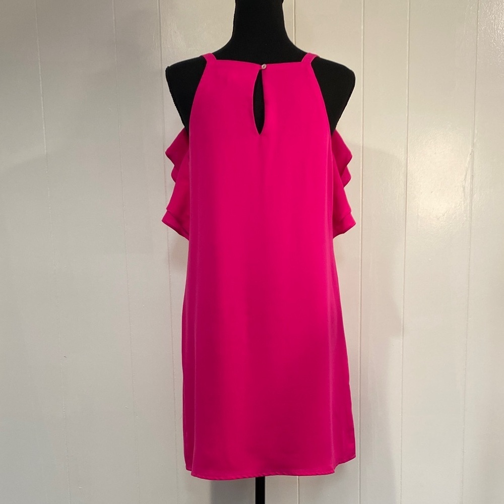 Slip Dress Fuchsia Hot Pink Ruffle Feminine Summer Cocktail Event Bridal Size XS - Picture 6 of 11
